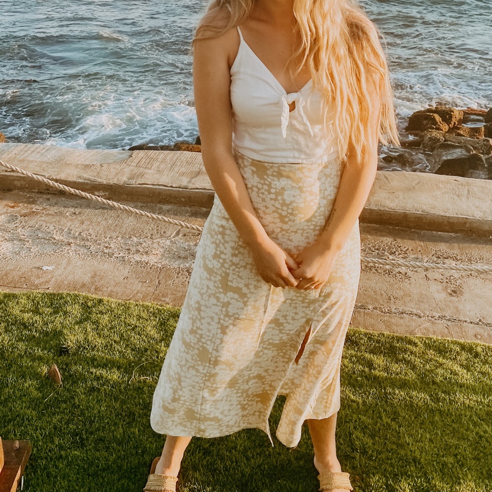 Yellow floral skirt